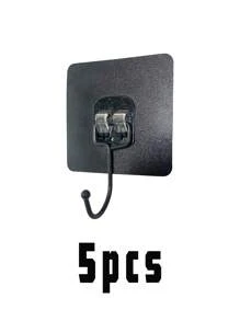 10pcs/5pcs Black Highly Sticky Adhesive Hooks, No Drilling Transparent Wall Hooks, Suitable For Kitchen, Bathroom, Closet, Able To Hold Heavy Items, Multi-Purpose, Economic & Practical, Towel Bar, Bedroom Wall Decor, Coat Rack, Hooks, Back To School, Shelves, Organization & Storage, Key Rack, Key Holder Wall, Key Hanging Rack, Sticky Hooks, Door Hanging, Bedroom Room Decor, Kitchen Accessories