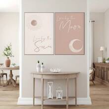 2 carteles de lienzo, Vive al sol, ama a la luna, estilo simple, decoración del hogar, decoración de pared, decoración de habitación, sala de estar, dormitorio, decoración, restaurante, regalo, sin marco, decoración del hogar, decoración de habitación moderna y estética, carteles para la habitación, arte de pared de lienzo, artículos de decoración de habitación