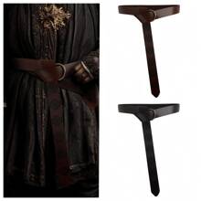 中世纪维京人腰带男士文艺复兴骑士腰带压花 PU 皮革 O 形环腰带维京服装实景角色扮演游戏配件万圣节 - A - 查看 2