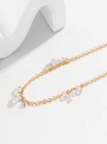 1pc Exquisite Women's Necklace, Simple And Fashionable Rhinestone Decorated Necklace, Suitable For Daily Wear And Party Wear, Valentine's Day Gift, Mother's Day Gift - Gold - View 2