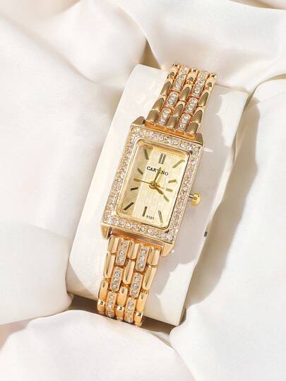 1pc Elegante Luxe Diamond ated Bracelet Horloge Women, Birthday, Holiday view 2
