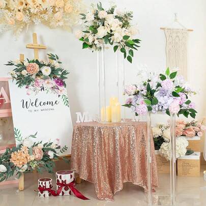 优雅的亚克力花瓶中心装饰 - 透明几何花卉展示架，适用于婚礼、生日和节日餐桌装饰