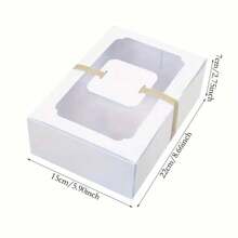 5/10 Uds., nueva caja de papel Kraft, caja de regalo para pastel de dulces y galletas, ventana transparente de PVC, regalo de cumpleaños y Navidad, suministros para fiestas - Blanco - Ver 7