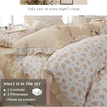 Vintage Floral Comforter Set Four Sizes, All Seasons Muslin Cotton Bedding Set, 3 Pieces Farmhouse Shabby Chic Jacquard Floral Comforter Set Perfect For Women And Men - 化纖印花被子-萱花 - 查看 3