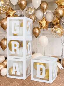 13Pcs White 2025 Graduation Balloon Box,Graduation Party Decorative Box With "GRAD" Letters,Class Of 2025 Gift Box,Graduation Party Favors,Congratulations Graduation Celebration Background Decor,Congrats Grad Party Supplies,Graduation Season Home Decor,Photo Booth Props - Graduation Season-white - View 5