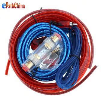 1Set 10AWG Car Audio Wiring Kit With Fuse Holder, Durable Amp Installation Cable Set