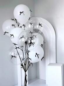 57/112pcs Black And White Bow Balloon Set, With Transparent Bobo Balloon, With Black And White Ribbon And Glue, Essential Decoration Props For Holiday Parties, Suitable For Birthday Parties, Anniversaries, Wedding Scene Decoration, Valentine's Day Gifts, Mother's Day Gifts
