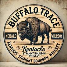 1pc 8-Inch Bar Essential Sign, Buffalo Trace Kentucky Bourbon Wooden Wall Art Plaque - Vintage Wooden Decor, Waterproof & Fade-Resistant, Suitable For Home Bar, Kitchen, Dining Room - Easy To Hang, Durable Gift, Bar Wall Decor | Rustic Style Decor - Random Hole Pattern