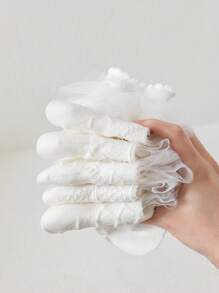 5 Pairs Lace Ruffle Trim Breathable Mesh Teen/Children Short Socks, Princess Style, Comfortable For Spring/Summer - White - View 2