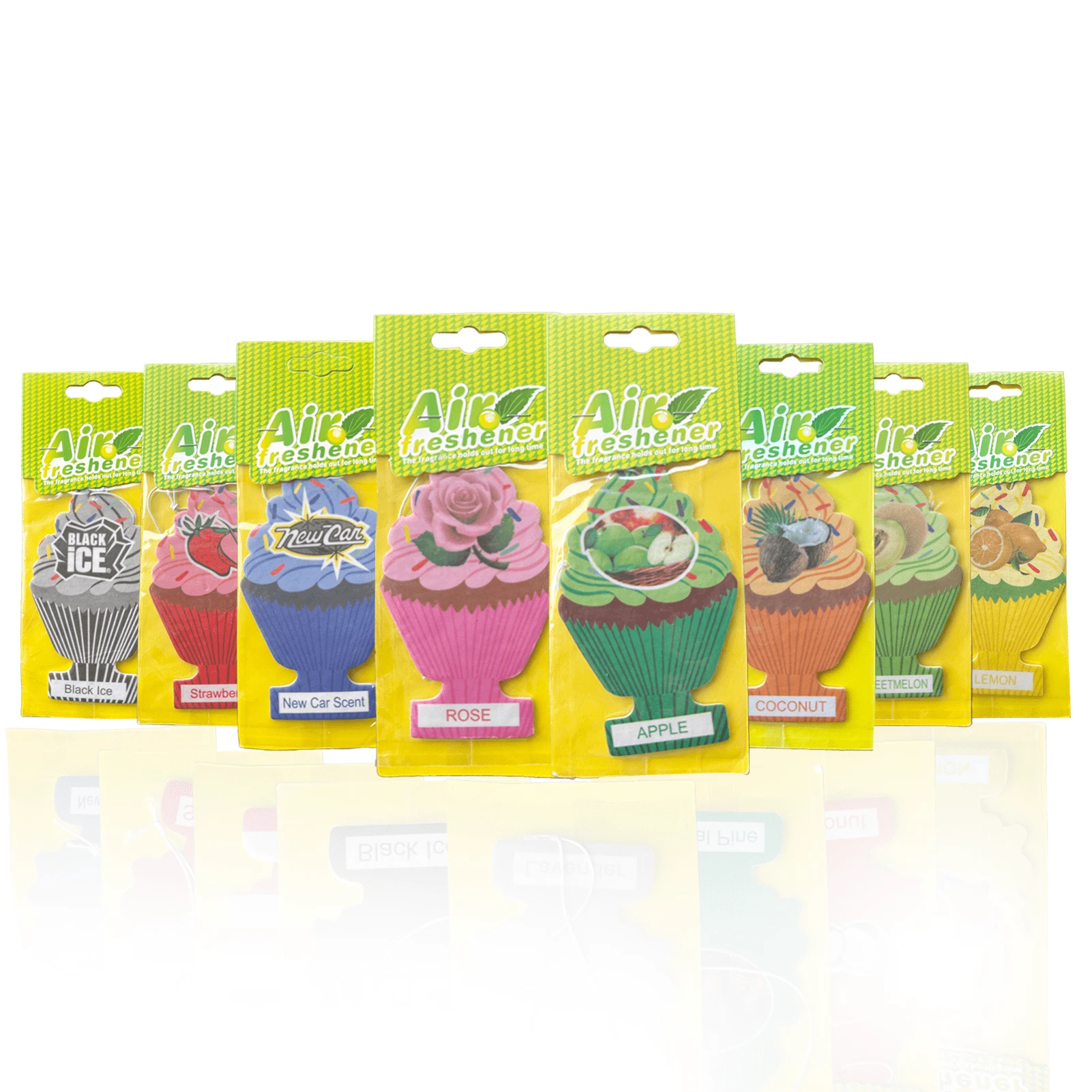 Ambientadores de coche con 8 aromas disponibles - Disponibles en sets de 4 piezas, 8 piezas o 16 piezas - Diseñados en forma de helado colgante, que se puede usar para decorar el espejo retrovisor del coche.