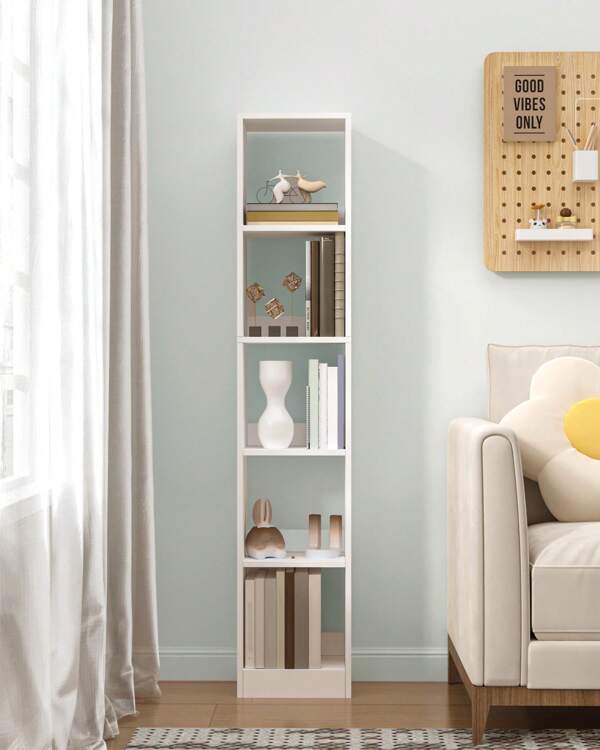 Hzuaneri Bookshelf, Bookcase, Cube Shelf, Modern Open Wooden Shelving Unit, Storage Shelves And Display Racks For Living Room, Home Office, Bedroom, 5/6-Tier, White