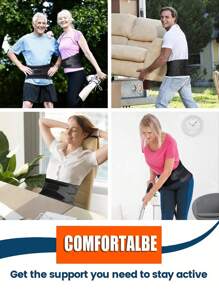 透气腰部支撑带，6根支撑条，男女通用 - 防滑设计，适合工作、居家健身及其他场合 - 黑色 - 查看 8