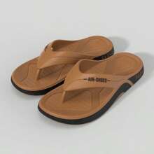 Men's Summer PVC Breathable Slide Sandals, Casual Beach Flip-Flops, Open Toe - Coffee Brown - View 2