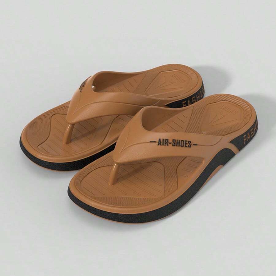 Men's Summer PVC Breathable Slide Sandals, Casual Beach Flip-Flops, Open Toe