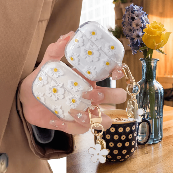 1 pieza Funda de protección con diseño floral compatible con auriculares inalámbricos Bluetooth de Apple, funda protectora de auriculares, estuche para auriculares Apple