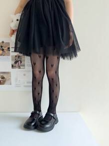 2 pièces Leggings à motif en forme de cœur, pantalon serré respirant et extensible pour bébé fille. Collants résille de couleur unie, convenant pour le port quotidien, à assortir avec des jupes et des chaussures, printemps/été
