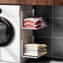 1 pieza Estilo japonés Estante de almacenamiento lateral plegable para lavadora con Adsorción magnética, no requiere instalación - Blanco - Ver 12