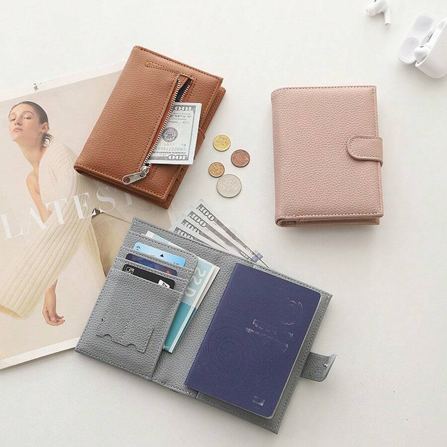 Women's PU Leather Super Slim Passport Cover Multi-Functional Wallet Ticket Holder Case Travel Essentials Travel Accessories Travel Must Haves