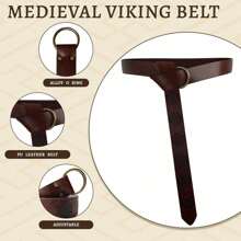 中世纪维京人腰带男士文艺复兴骑士腰带压花 PU 皮革 O 形环腰带维京服装实景角色扮演游戏配件万圣节 - A - 查看 5