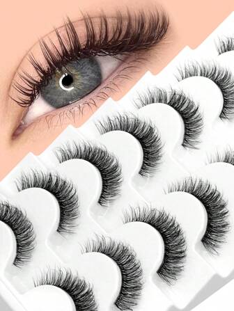 GROINNEYA 7 对假睫毛透明带状睫毛猫眼睫毛仿貂皮睫毛自然睫毛短睫毛延长化妆（TA04）