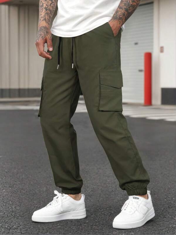 Yemwry Pantalones cargo casuales con bolsillo delantero con cordón para hombre, un regalo adecuado para su esposo o novio