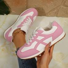 Women's Retro Casual Shoes - Comfortable Lace-Up Design For Running & Walking - Pink - View 8