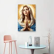 1 Virgin Mary Prayer Theme, Religious Oil Painting Art Canvas Printing Posters, Modern Wall Arts Decoration Painting, Suitable For Home, Bedroom, Living Room, Bathroom, Office, Home Decoration, Wall Decoration - Multicolor - View 4