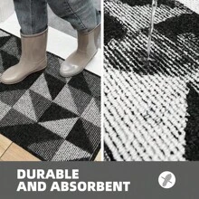1pc Non-Slip Machine Washable Door Mat, Dirt Resistant Doormats, Indoor And Outdoor Mats, Suitable For Doorway, Hallway, Home Decor Floor Mat - Black - View 7
