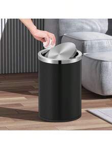 Mini Trash Can With Lid, Desktop Small Trash Can Recycling Bin Cute Metal Garbage Can For Tabletop Countertop Use,Stainless Steel 0.4Gal/1.5L Waste Bin For Office Parlor Car Bedroom,Light Green - 黑色 - 查看 9