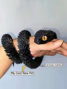 Estatua de serpiente enrollada - Juguete de serpiente posable y suave impreso en 3D, diseño de modelo animal biónico, decoración del hogar, juguete antiestrés, juguete sensorial, juguete para adolescentes, juguete luminoso (color de ojos aleatorio) - Multicolor - Ver 9