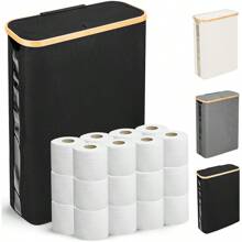 Cesta de almacenamiento de papel higiénico grande con tapa, organizador de papel higiénico delgado, puede contener hasta 20 rollos regulares o 15 rollos mega. Decoración del hogar y del baño, organizador del baño, decoración de otoño, de vuelta a la escuela - Multicolor - Ver 3