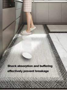 1 tấm thảm in họa tiết màu xám, thảm nhà bếp thấm nước và dầu chống trượt, thảm chùi chân lối vào, thảm thấm hút đế cao su và silica gel phong cách tối giản, thích hợp cho nhà bếp, phòng tắm, phòng giặt, hành lang - Màu Xám nhạt - Xem 7