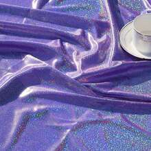 1pc Holographic Iridescent Knitted Fabric With Glitter All-Over Fingerprint Pattern, Suitable For Stage Performance Costumes, Photography Backdrops - Multicolor - View 9