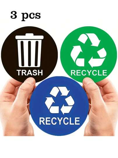 3 adesivos de reciclagem para triagem de lixo, etiquetas de grafite para uso interno e externo, adesivo de PVC à prova d'água e anti-UV, material escolar, volta às aulas