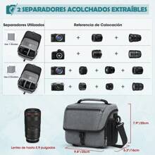 Mochila para Camara Fotografica Profesiones Mochila Fotografia con Divisores Desmontables y Cubierta de lluvia Impermeable - Gris - Ver 4