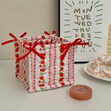 A Cute 3D Bow Storage Basket, Desk Miscellaneous Storage Basket, Waterproof Cosmetic Storage Basket, A Variety Of Brush And Skincare Storage And Organization, Desk Decoration, Cosmetic Organizer,For Back To School - Multicolor - View 15