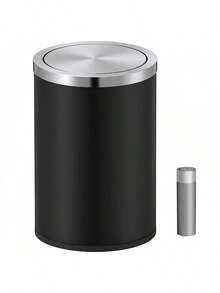 Mini Trash Can With Lid, Desktop Small Trash Can Recycling Bin Cute Metal Garbage Can For Tabletop Countertop Use,Stainless Steel 0.4Gal/1.5L Waste Bin For Office Parlor Car Bedroom,Light Green - 黑色 - 查看 7