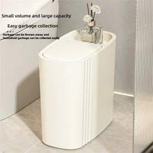 New Creative Waste Bin With Clamp Design, High-Quality One-Click Lid Trash Can For Bathroom, Home Use Home Bathroom Decor Bathroom Organizer Fall Decor Back To School