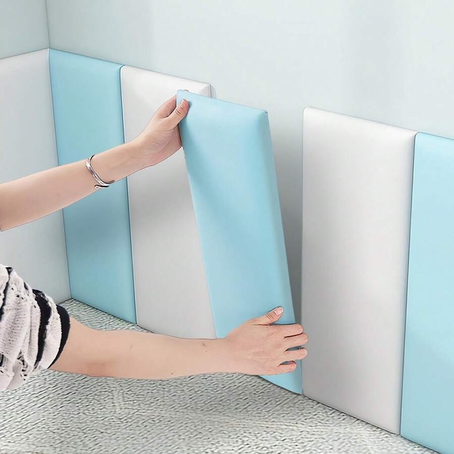 Set de 5 protectores de pared adhesivos suaves y de color liso minimalista de Cycleader, de fácil aplicación, de espuma de poliuretano (PU) suave para cabecera de cama, tatami y decoración de pared