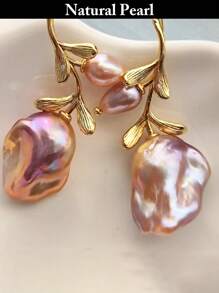 1 par de aretes de perlas barrocas asimétricas de colores multicolor, gota de pendientes con perla natural, adecuados para uso diario y regalos para fiestas