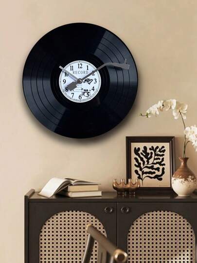 1pc 11.8in Retro Vinyl Record Klok Ornaments Wand Advanced Art Creative Clocks Medieval ation Living Room Bedroom Coffee Shop, The Kitchen Heart Of Home Inspired Cloc. view 3
