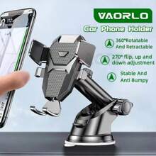 KZ Suction Cup Type Car Phone Holder 360° Windshield Mobile Cell Support Smartphone Universal Mount Stand For Car Dashboard Compatible With All Phones