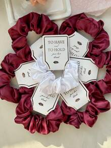 7pcs Satin Scrunchies For Weddings, Red/White Versatile & Sweet Hair Ties Suitable For Weddings, Bachelorette Parties, Bridesmaid Gifts, Women Giftsscrunchy Hair Ties