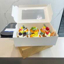 2pcs/5pcs/10pcs/50pcs 1/2/4/6/12 Hole Cupcake Boxes With Clear Window, Muffin Tart Container, White Paper Board Boxes For Cookies, Snacks, Desserts, Cake House, Party Gifts, Bakery Packaging, Cooked Food Gift Boxes, Baking Supplies - Paper - View 7