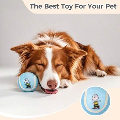 Miniso Snoopy Colorful Life Series Pet Ball, Adorable Cartoon Image, Squeaky Sound Attract Attention,Durable Chew Resistant, Interactive Play For Indoor & Outdoor,Polyester Material(1 PC)
