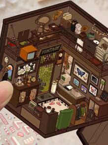 SCXXBSW 3D Landscaping, Manual Decompression, Cartoon, 3D House Decoration, Booklet, Desktop, Water Cup, Notebook, Phone Case, DIY Stickers - Multicolor - View 17