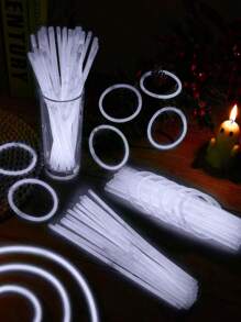 50/100支装 8英寸白色婚礼荧光棒，高品质超亮荧光棒，艺术荧光棒，灯光装饰，夜灯效果，持续发光8-12小时，为派对增添光彩，可用于制作手链、项链、霓虹灯、婚礼派对荧光棒，更鲜艳的荧光棒