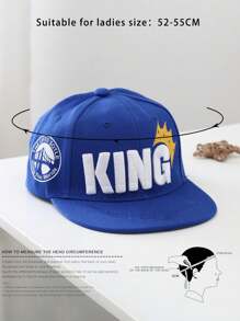 1 件刺绣 KING Crown 平檐棒球帽，可调节，户外防紫外线休闲帽，适合男孩、女孩、春季、秋季、旅行、海滩、度假 - 黑色 - 查看 3