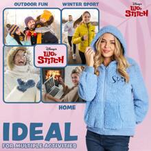 Disney Stitch Sherpa Hoodie Zip Up Fleece Fluffy