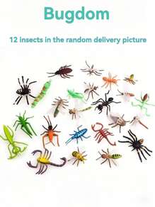 12pcs Lifelike Insect Model Ornaments Plastic Toy Set